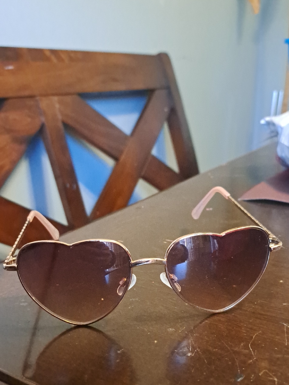 Call It Spring Heart-Shaped Sunglasses in Pink and Brown